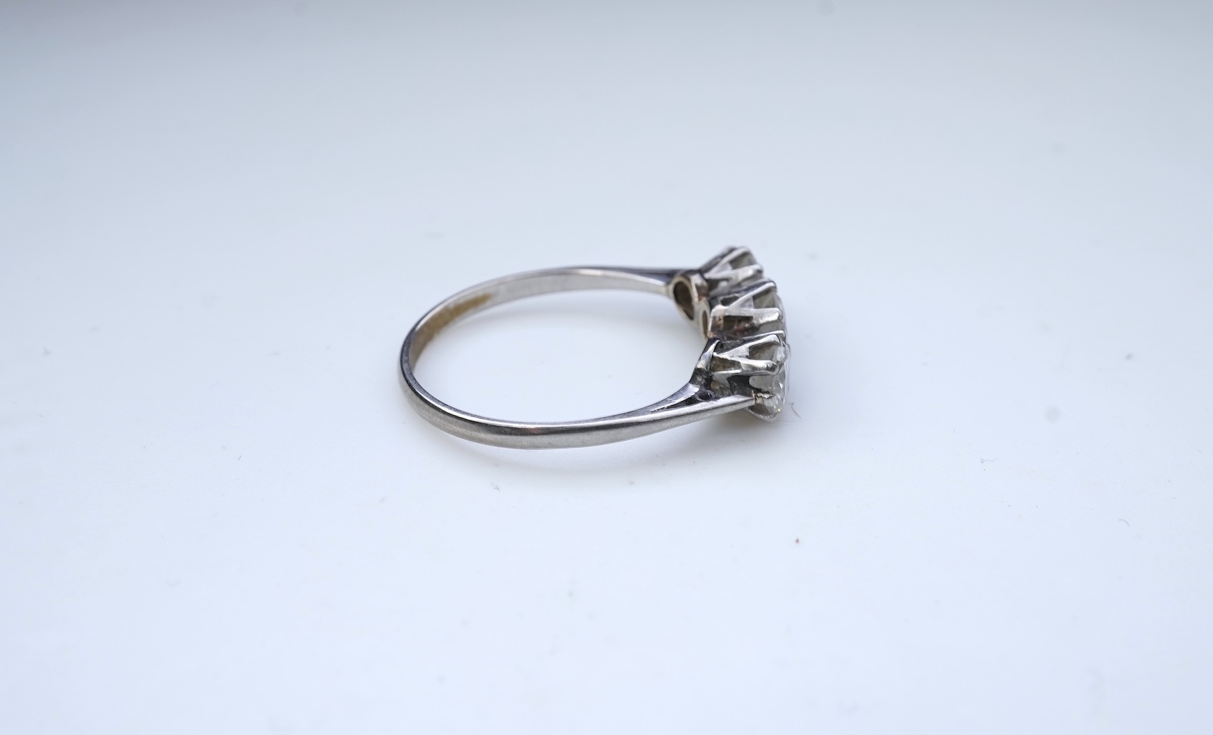 A three-stone diamond ring